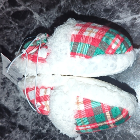 Baby Plaid Scruff Slippers 6-9M - Picture 2 of 11